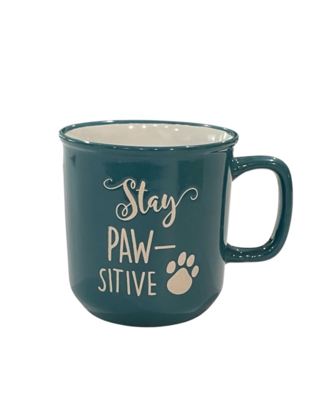 Stay Paw-sitive Teal Dog Lover Ceramic Mug